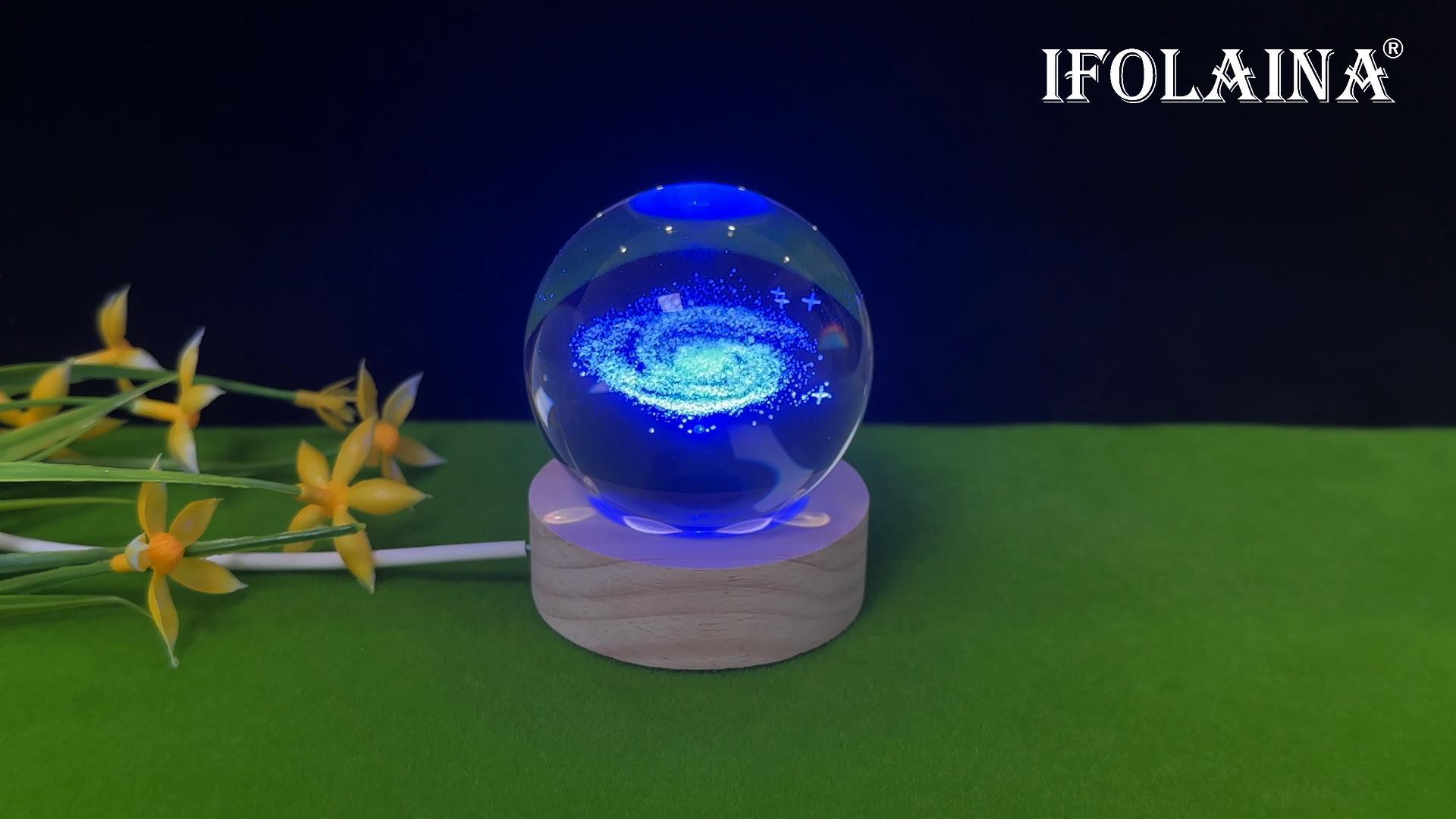 Amazon.co.jp : IFOLAINA 3D クリスタルボール 銀河系 模型 LEDライト